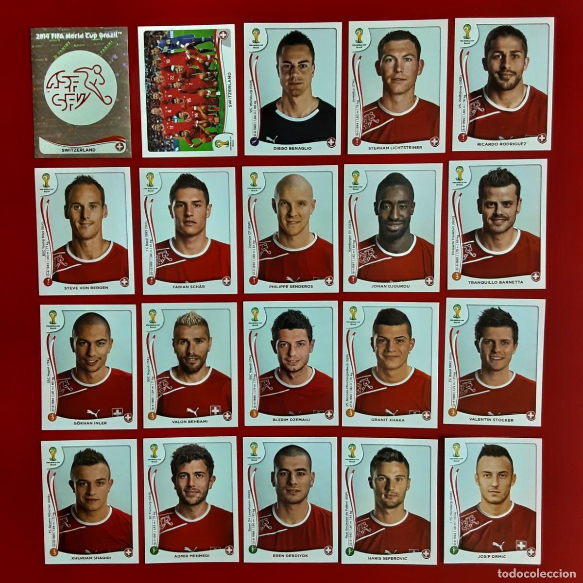 Cromos de f&uacute;tbol: SELECCION COMPLETA SUIZA MUNDIAL BRASIL 2014 PANINI-NUNCA PEGADO-INCLUYE ACTUALIZACION