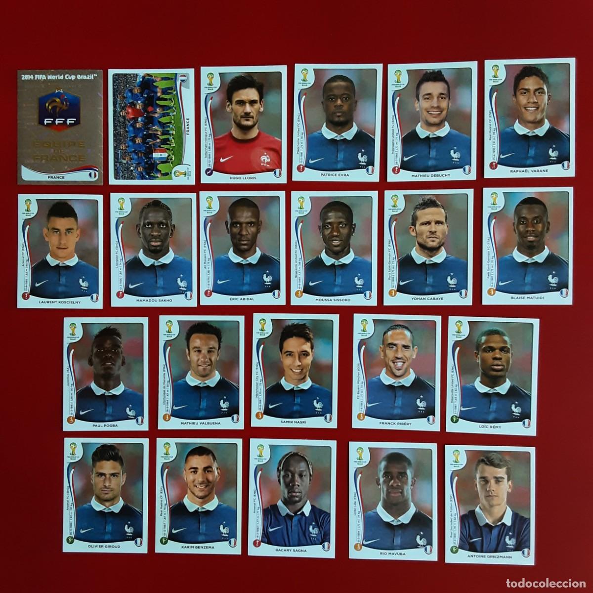 Cromos de f&uacute;tbol: SELECCION COMPLETA FRANCIA MUNDIAL BRASIL 2014 PANINI-NUNCA PEGADO-INCLUYE ACTUALIZACION