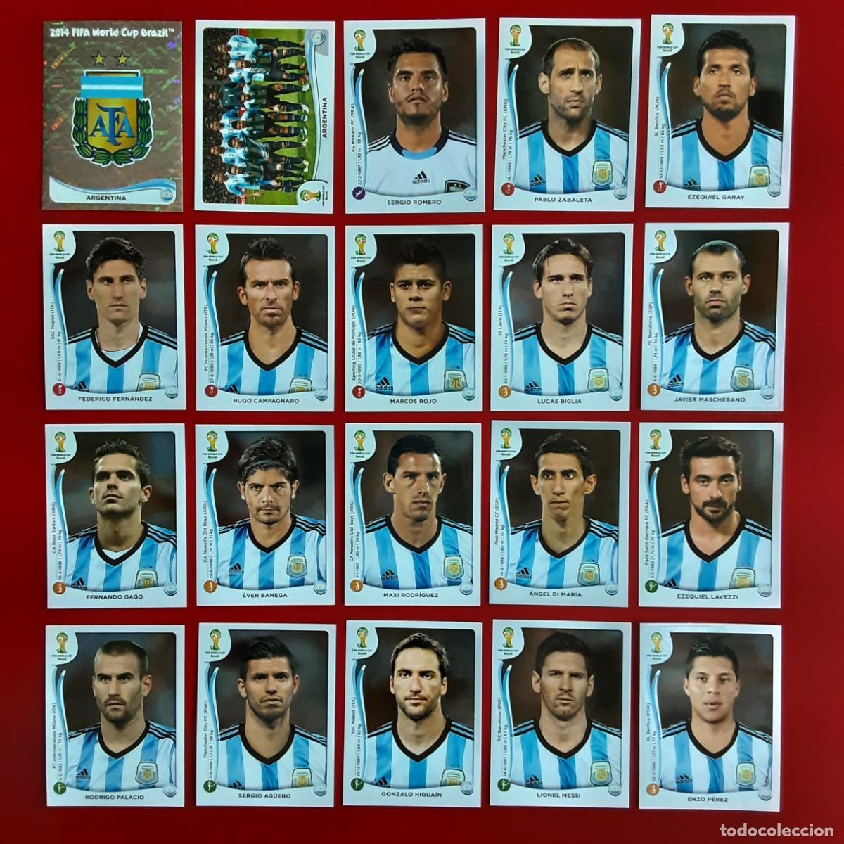 Cromos de f&uacute;tbol: SELECCION COMPLETA ARGENTINA MUNDIAL BRASIL 2014 PANINI-NUNCA PEGADO-INCLUYE ACTUALIZACION MESSI