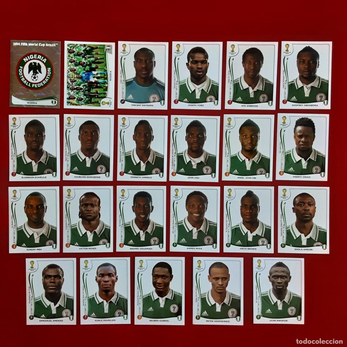 Cromos de f&uacute;tbol: SELECCION COMPLETA NIGERIA MUNDIAL BRASIL 2014 PANINI-NUNCA PEGADO-INCLUYE ACTUALIZACION
