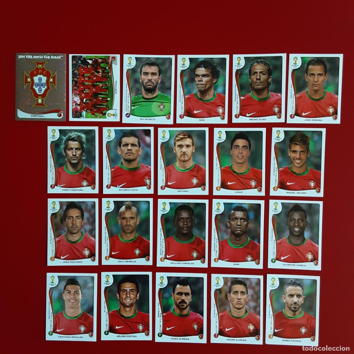 Cromos de f&uacute;tbol: SELECCION COMPLETA PORTUGAL MUNDIAL BRASIL 2014 PANINI-NUNCA PEGADO-INCLUYE ACTUALIZACION RONALDO