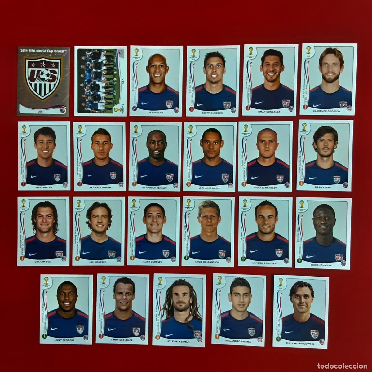 Cromos de f&uacute;tbol: SELECCION COMPLETA USA MUNDIAL BRASIL 2014 PANINI-NUNCA PEGADO- INCLUYE ACTUALIZACION