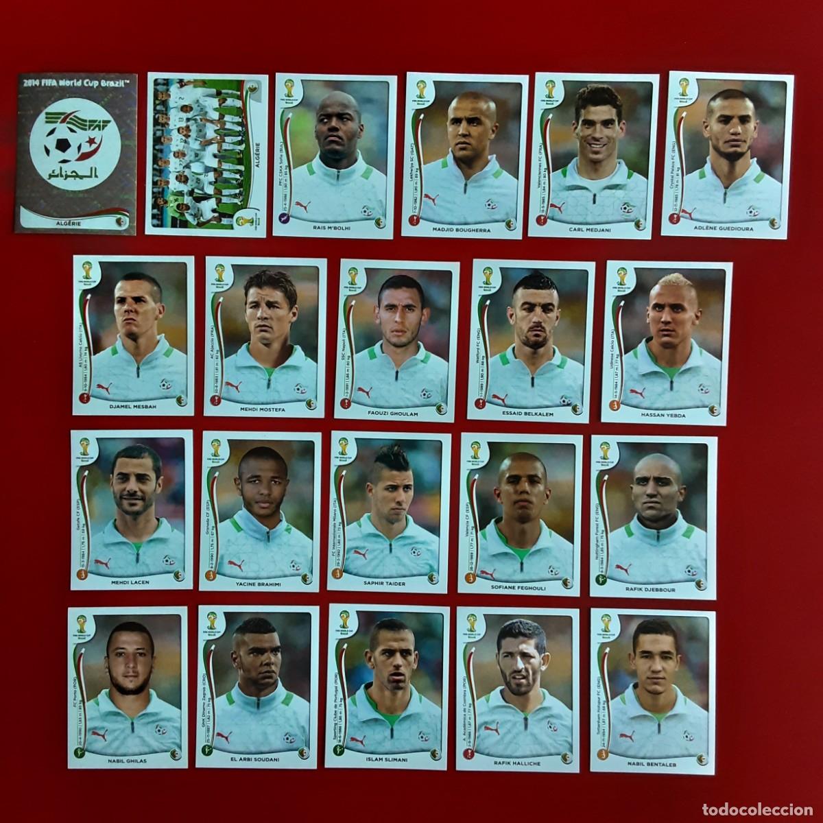 Cromos de f&uacute;tbol: SELECCION COMPLETA ARGELIA MUNDIAL BRASIL 2014 PANINI-NUNCA PEGADO- INCLUYE ACTUALIZACION