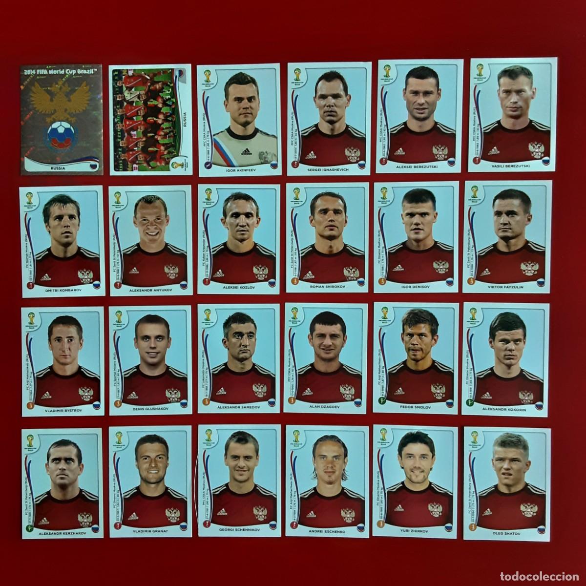 Cromos de f&uacute;tbol: SELECCION COMPLETA RUSIA MUNDIAL BRASIL 2014 PANINI-NUNCA PEGADO- INCLUYE ACTUALIZACION