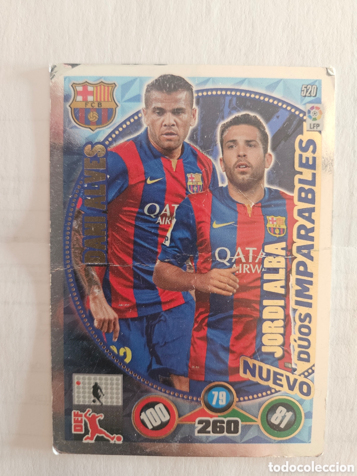 Fu&szlig;ball-Sticker: DANI ALVES JORDI ALBA BARCELONA 520 NUEVO DUOS IMPARABLES ADRENALYN XL LIGA 2014/15 14 15 PANINI