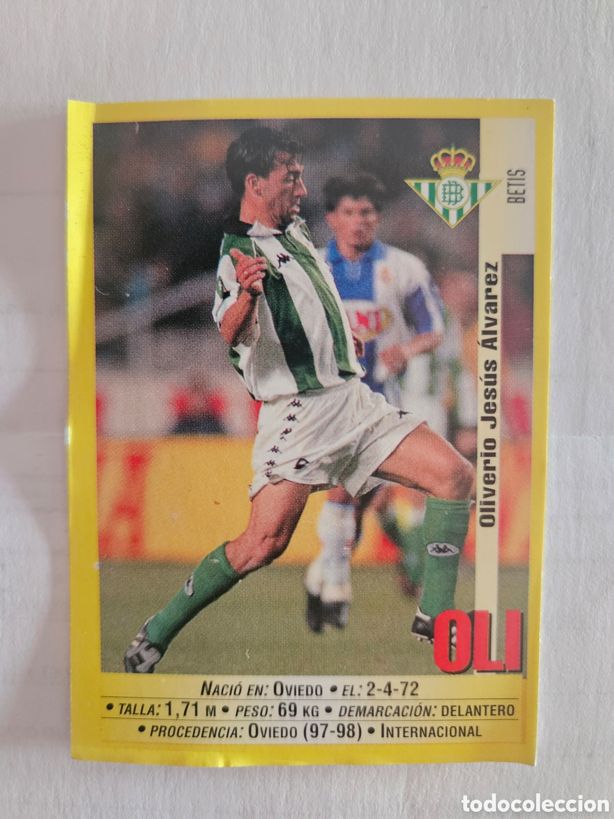 Cromos de f&uacute;tbol: 208 OLI REAL BETIS PANINI 1999 2000 CROMO FUTBOL LIGA 99 00 - SIN PEGAR -