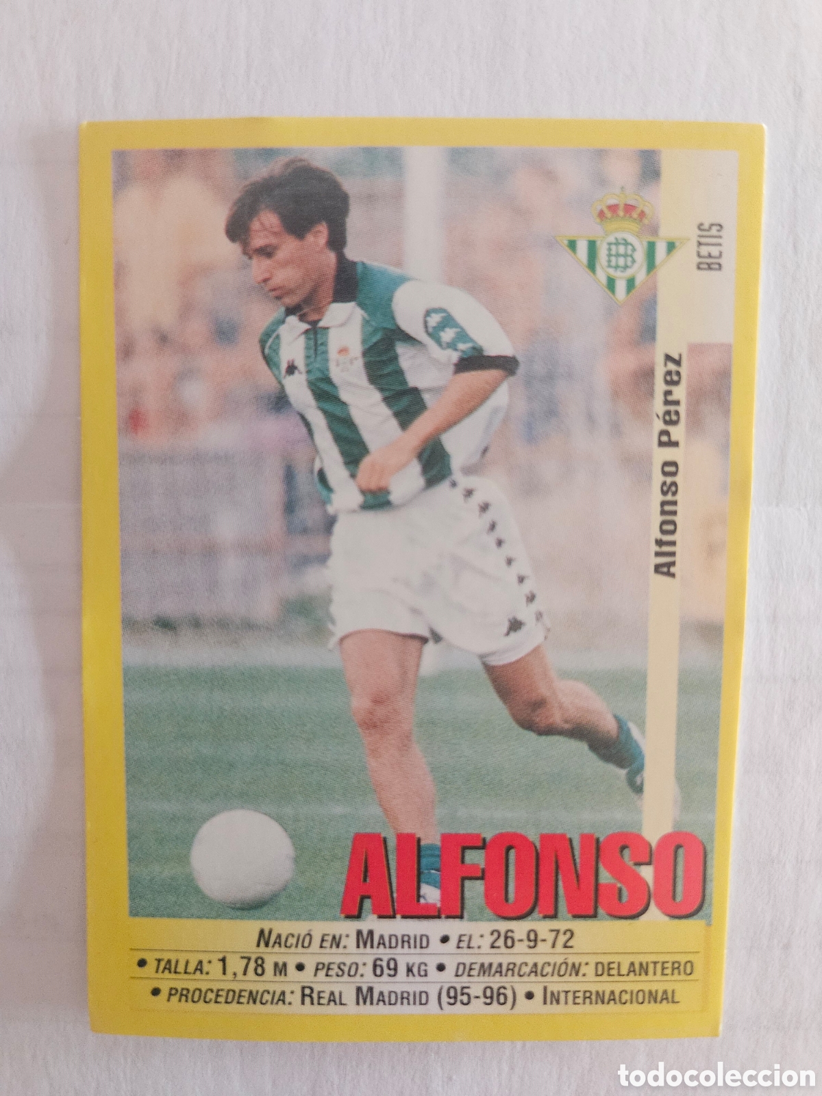 Cromos de f&uacute;tbol: ALFONSO REAL BETIS 207 PANINI LIGA 1999/2000 99 00 NUNCA PEGADO SIN PEGAR