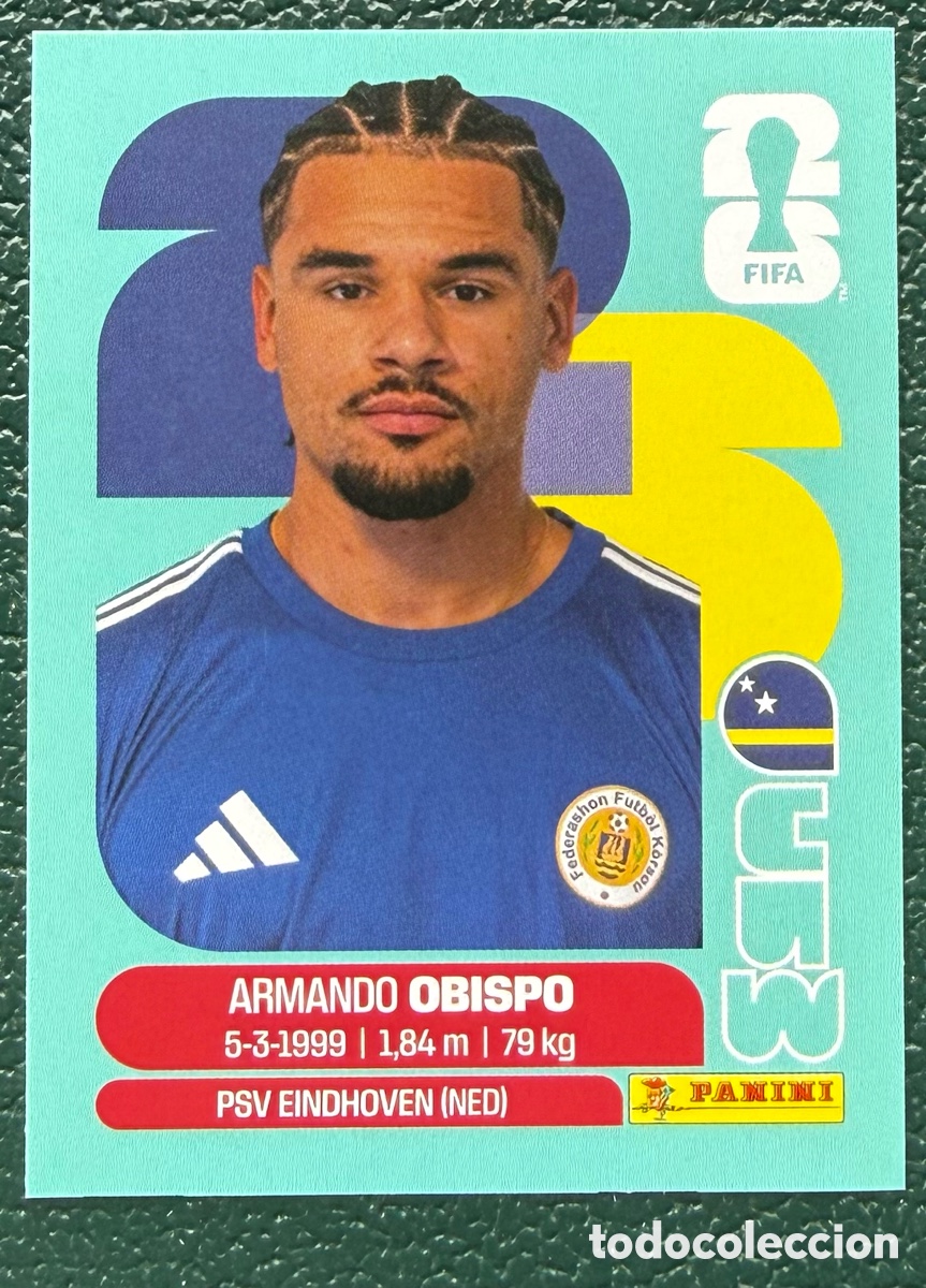 Fu&szlig;ball-Sticker: CUW 3 ARMANDO OBISPO CURA&Ccedil;AO CROMOS ALBUM FIFA WORLD CUP MUNDIAL 2026 PANINI