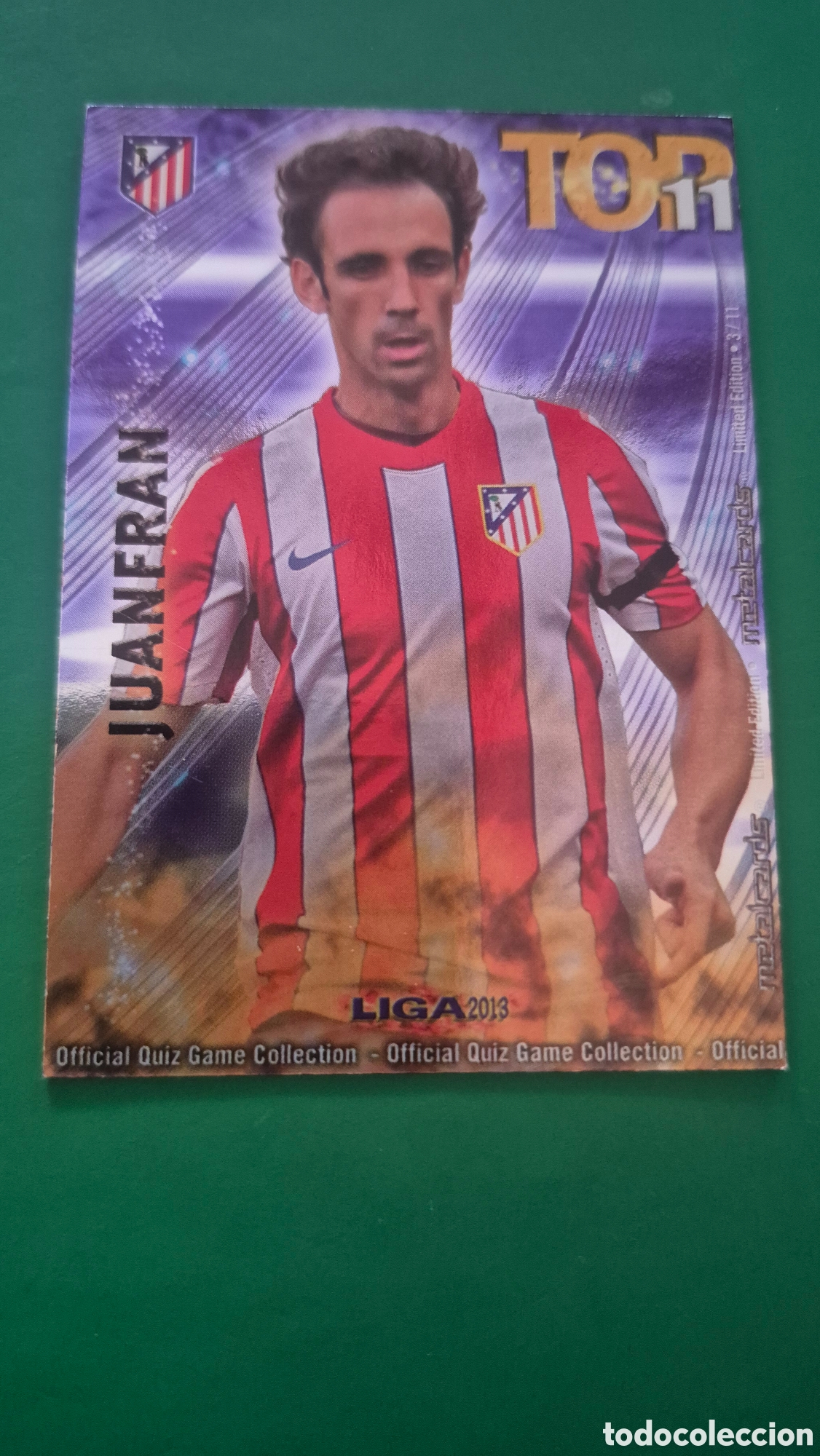 Cromos de f&uacute;tbol: QUIZ GAME 2013 JUANFRAN 553 ATL&Eacute;TICO MADRID TOP 2 DORADO BRILLO FICHAS LIGA 12 13 2012 MUNDICROMO