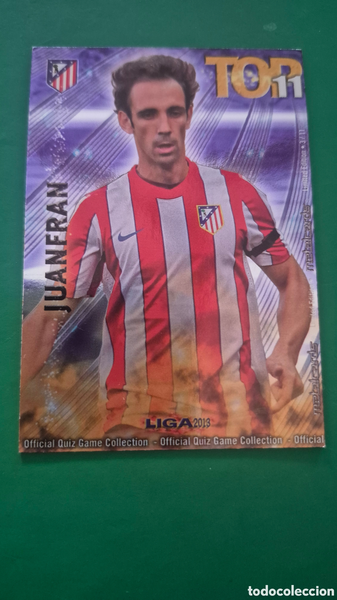 Cromos de f&uacute;tbol: EDICION LIMITADA METALCARD TOP JUANFRAN AT. MADRID CROMOS MUNDICROMO QUIZ GAME 2012 2013 12 13