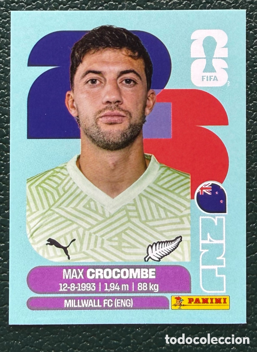 Fu&szlig;ball-Sticker: NZL 2 MAX CROCOMBE NUEVA ZELANDA CROMOS ALBUM FIFA WORLD CUP MUNDIAL 2026 PANINI