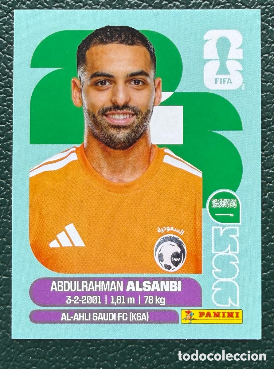 Fu&szlig;ball-Sticker: KSA 3 ABDULRAHMAN ALSANBI ARABIA SAUDI CROMOS ALBUM FIFA WORLD CUP MUNDIAL 2026 PANINI
