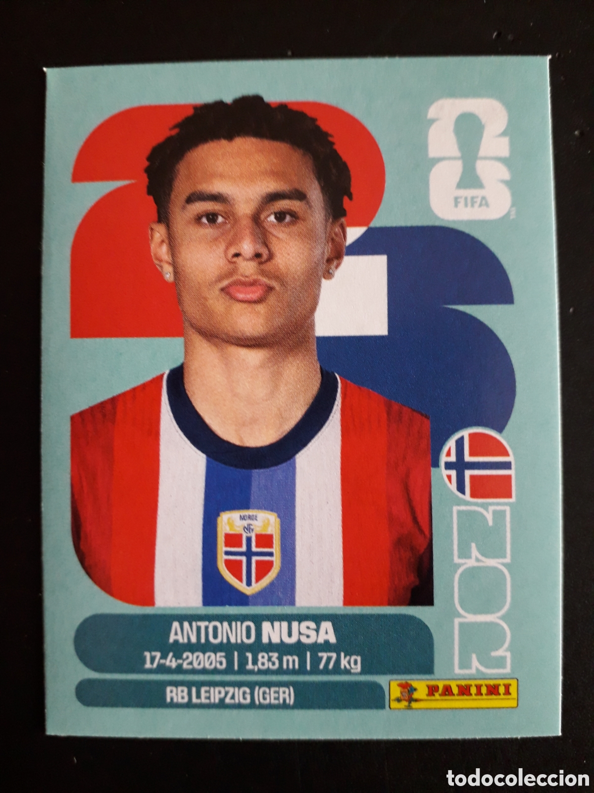 Cartes &agrave; collectionner de Football: NUSA NORUEGA NOR 19 MUNDIAL F&Uacute;TBOL 2026 FIFA WORLD CUP PANINI SIN PEGAR PEDIDO M&Iacute;NIMO 3&euro;.