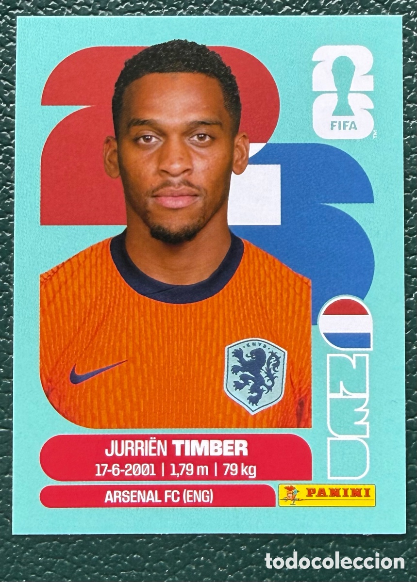 Cromos de f&uacute;tbol: NED 5 JURRIEN TIMBER HOLANDA PAISES BAJOS CROMOS ALBUM FIFA WORLD CUP MUNDIAL 2026 PANINI
