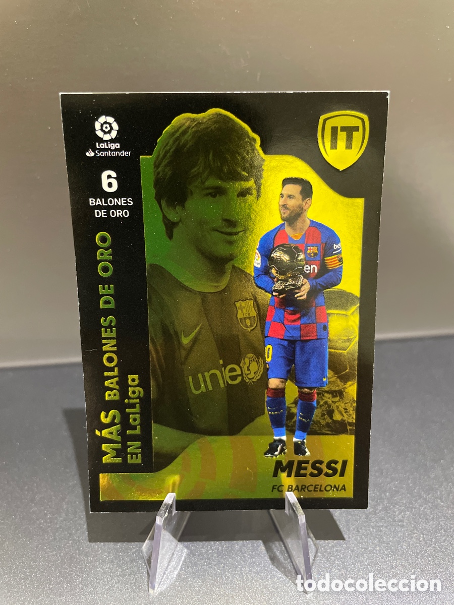 Cromos de f&uacute;tbol: Lionel Messi 9 Mas Balones de Oro Isla del Tesoro Liga Este 2021-22 FC Barcelona