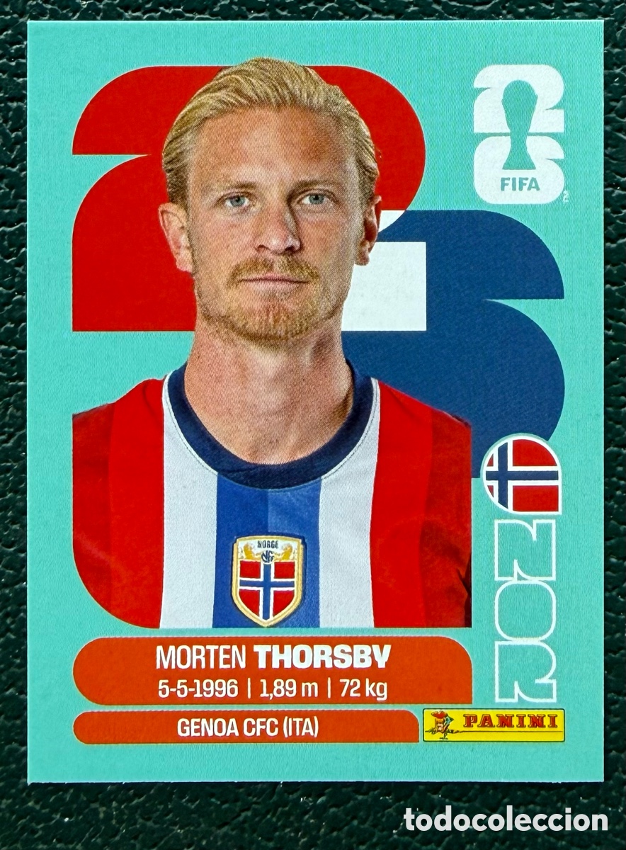 Cartes &agrave; collectionner de Football: NOR 9 MORTEN THORSBY NORUEGA CROMOS ALBUM FIFA WORLD CUP MUNDIAL 2026 PANINI
