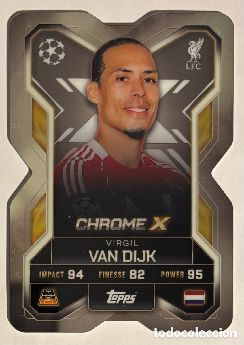 Cromos de f&uacute;tbol: VIRGIL VAN DIJK (LIVERPOOL FC). CARTA CHROME X TOPPS MATCH ATTAX 2025/26. #CX1.