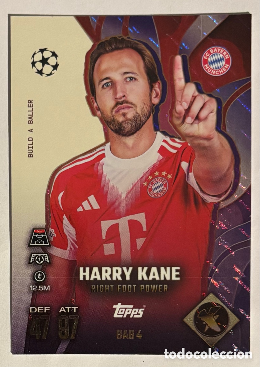 Cromos de f&uacute;tbol: HARRY KANE (BAYERN MUNICH). CARTA BUILD A BALLER TOPPS MATCH ATTAX 2025/26. #BAB4.