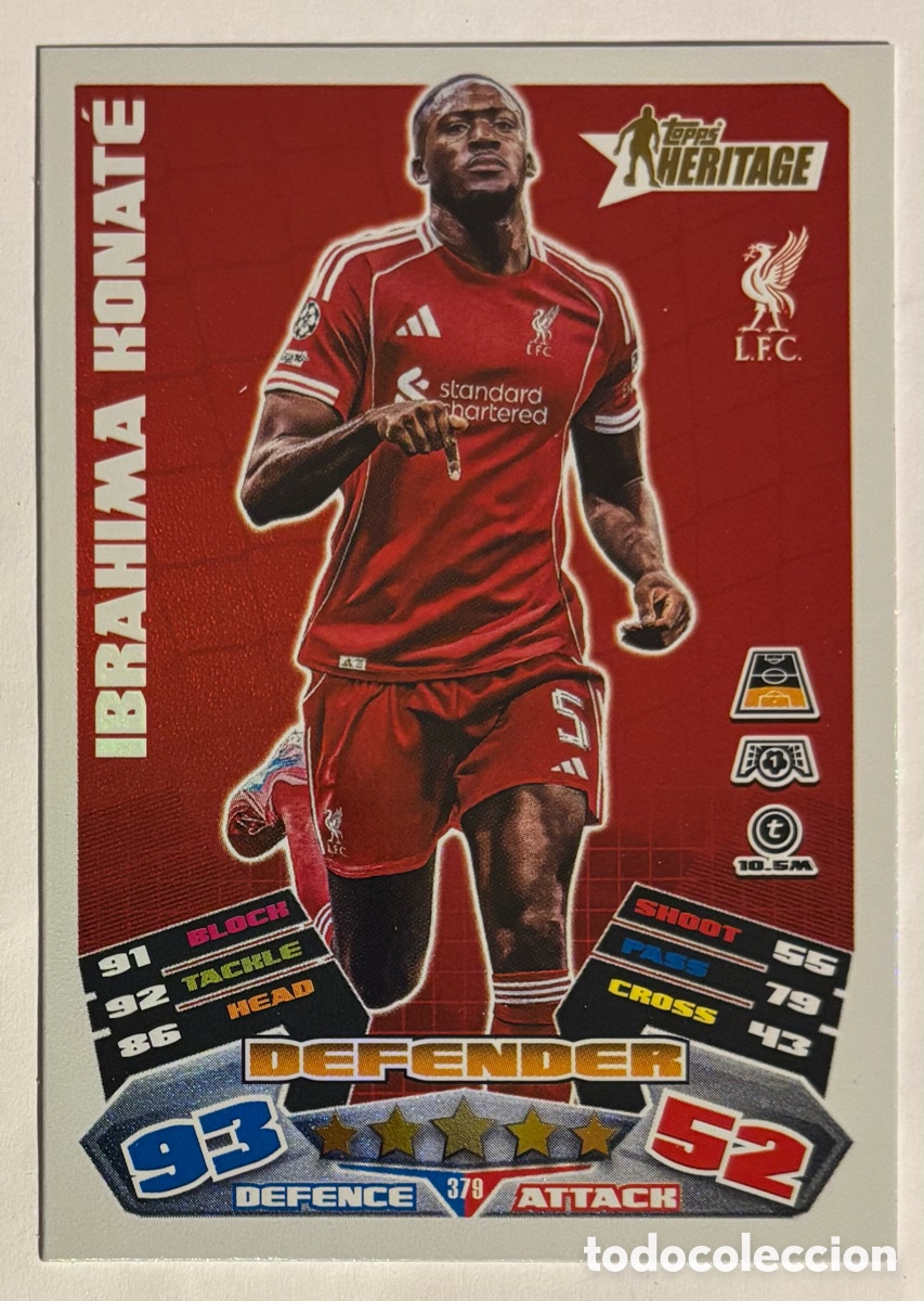 Cromos de f&uacute;tbol: IBRAHIMA KONAT&Eacute; (LIVERPOOL FC). CARTA SHOWBOAT TOPPS MATCH ATTAX 2025/26.
