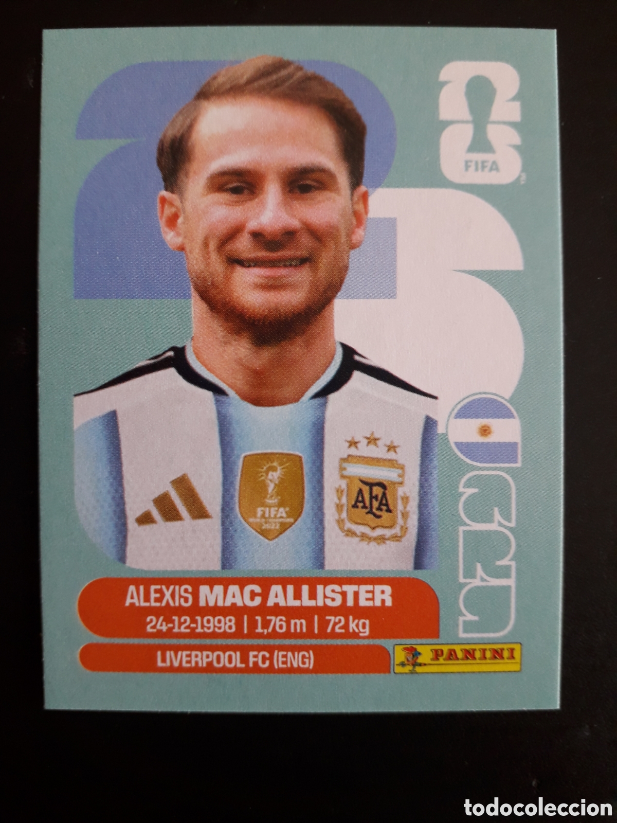 Cromos de f&uacute;tbol: MAC ALLISTER ARGENTINA ARG 9 MUNDIAL F&Uacute;TBOL 2026 FIFA WORLD CUP PANINI SIN PEGAR PEDIDO M&Iacute;NIMO 3&euro;