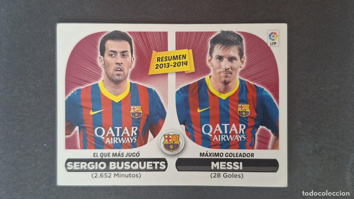 Football Stickers: L4 SERGIO BUSQUETS - MESSI RESUMEN F.C. BARCELONA LIGA ESTE 2014 2015 14 15 NUNCA PEGADO SIN PEGAR