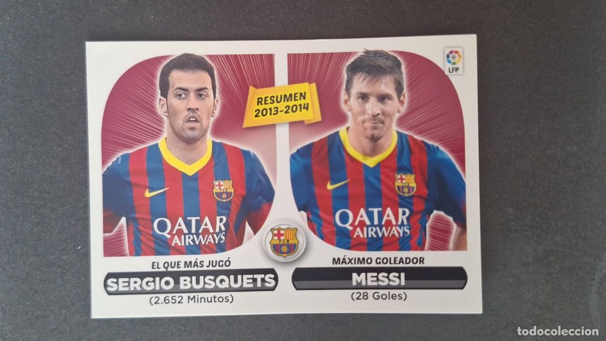 Football Stickers: L4 SERGIO BUSQUETS - MESSI RESUMEN F.C. BARCELONA LIGA ESTE 2014 2015 14 15 NUNCA PEGADO SIN PEGAR