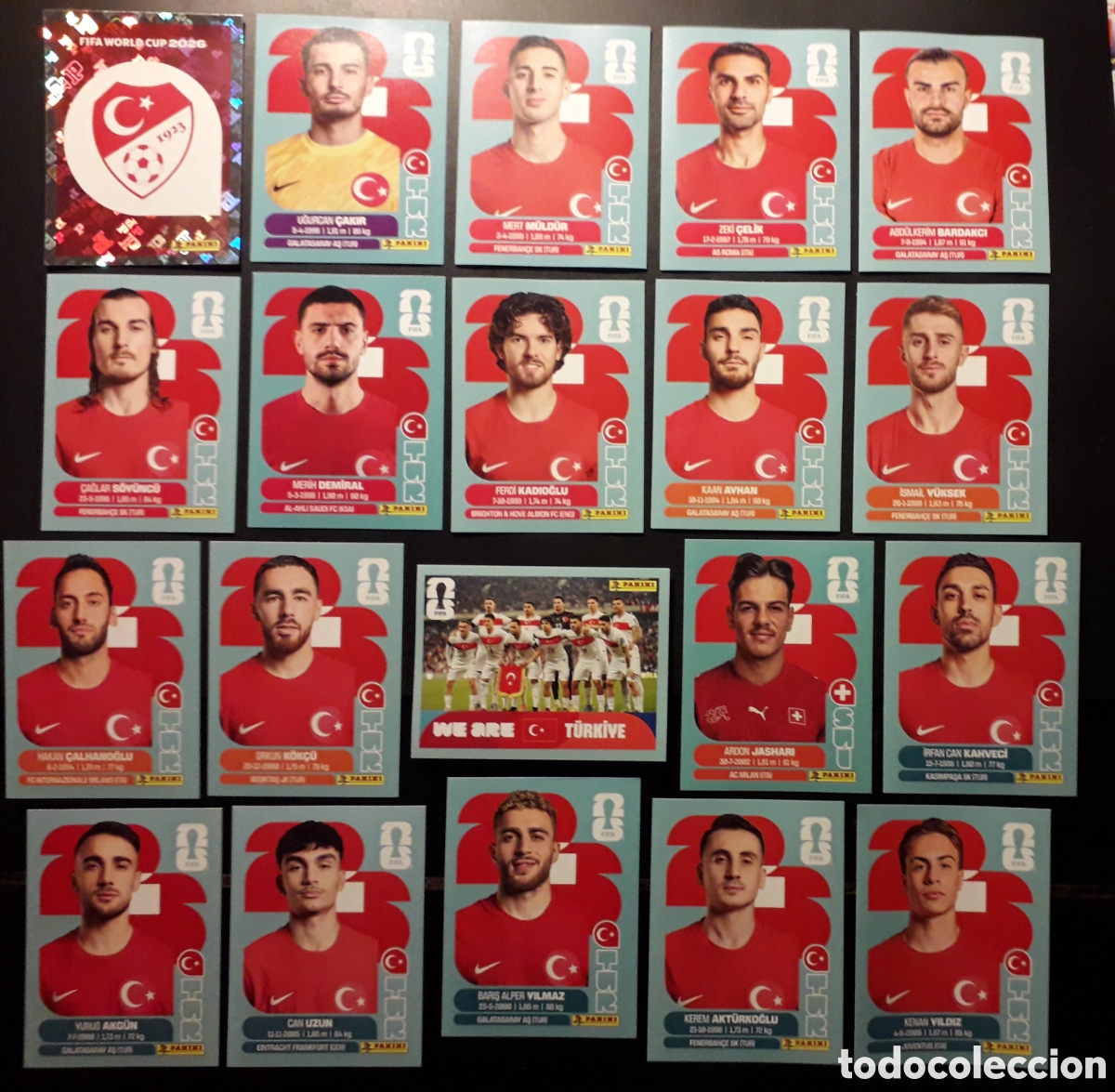 Cromos de f&uacute;tbol: 20 CROMOS TURQU&Iacute;A, EQUIPO COMPLETO MUNDIAL F&Uacute;TBOL 2026 FIFA WORLD CUP PANINI SIN PEGAR