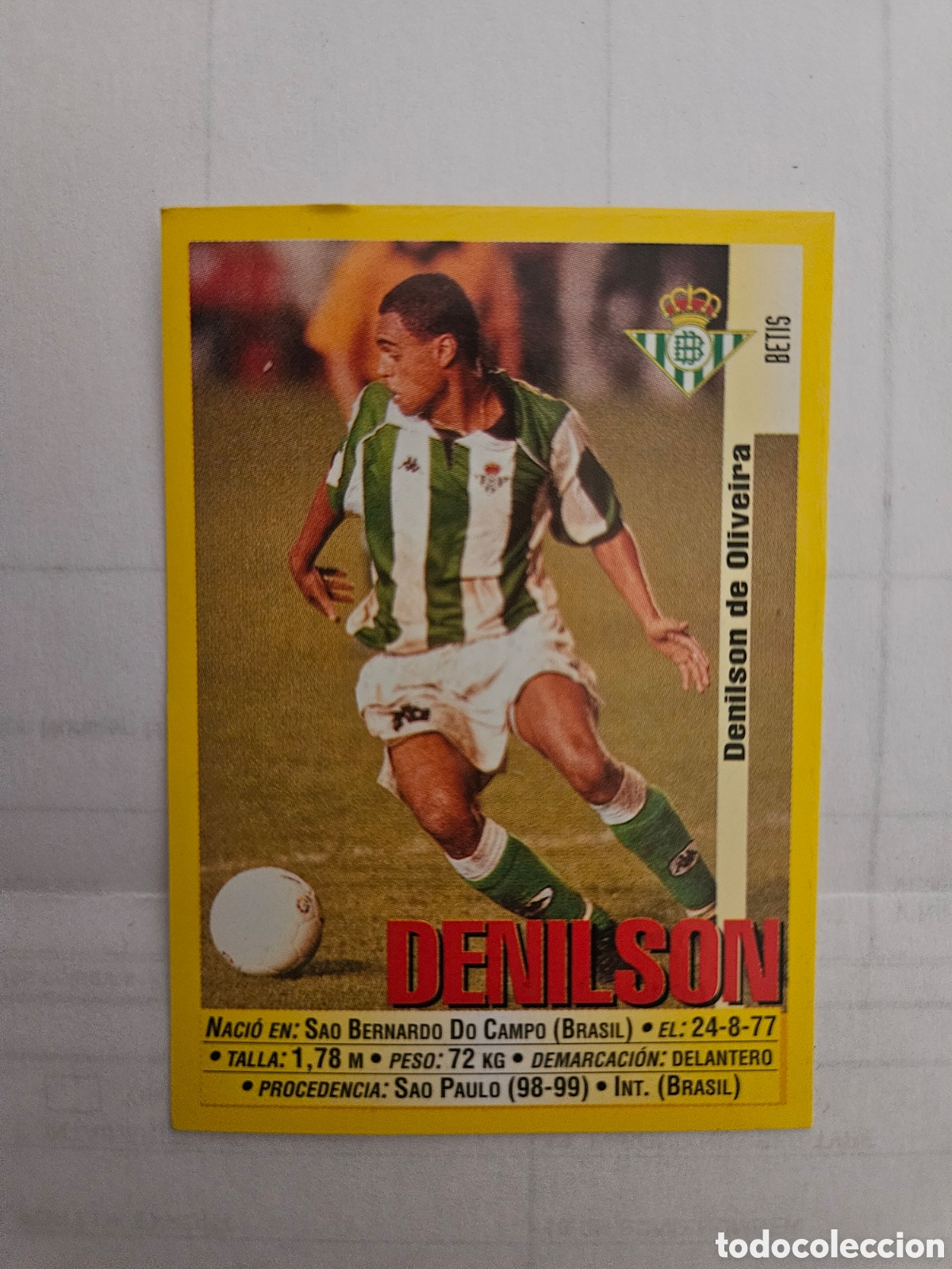 Cromos de f&uacute;tbol: DENILSON REAL BETIS 206 PANINI LIGA 1999/2000 99 00 NUNCA PEGADO SIN PEGAR