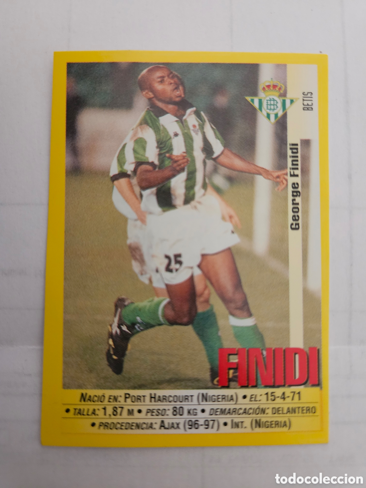 Cromos de f&uacute;tbol: FINIDI REAL BETIS 205 PANINI LIGA 1999/2000 99 00 NUNCA PEGADO SIN PEGAR