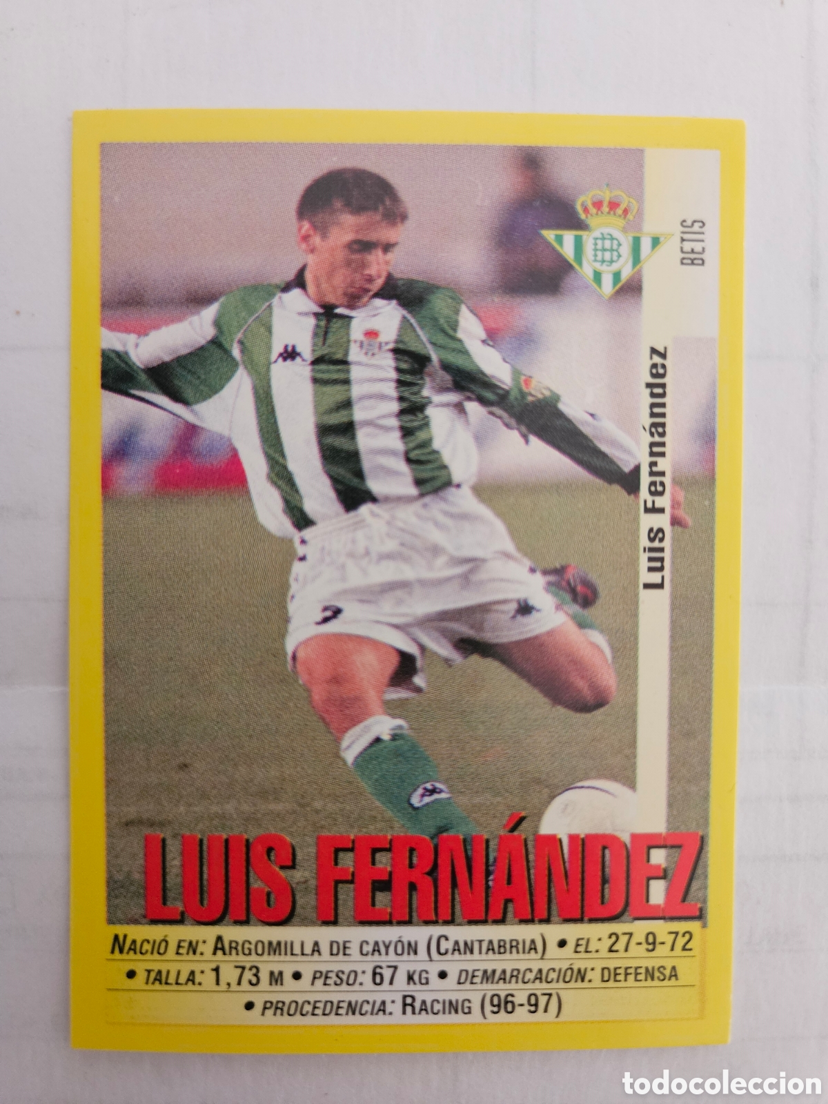 Cromos de f&uacute;tbol: LUIS FERN&Aacute;NDEZ, BETIS PANINI LIGA 1999-2000 99 00 N&deg; 197 SIN PEGAR.