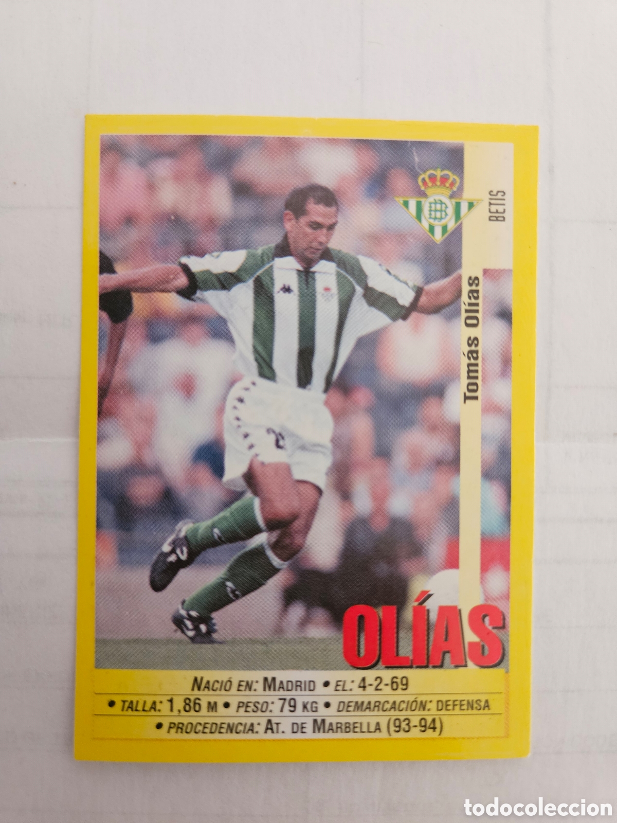 Cromos de f&uacute;tbol: OLIAS REAL BETIS ED PANINI 99 00 CROMO FUTBOL LIGA 1999 2000 - SIN PEGAR - 196