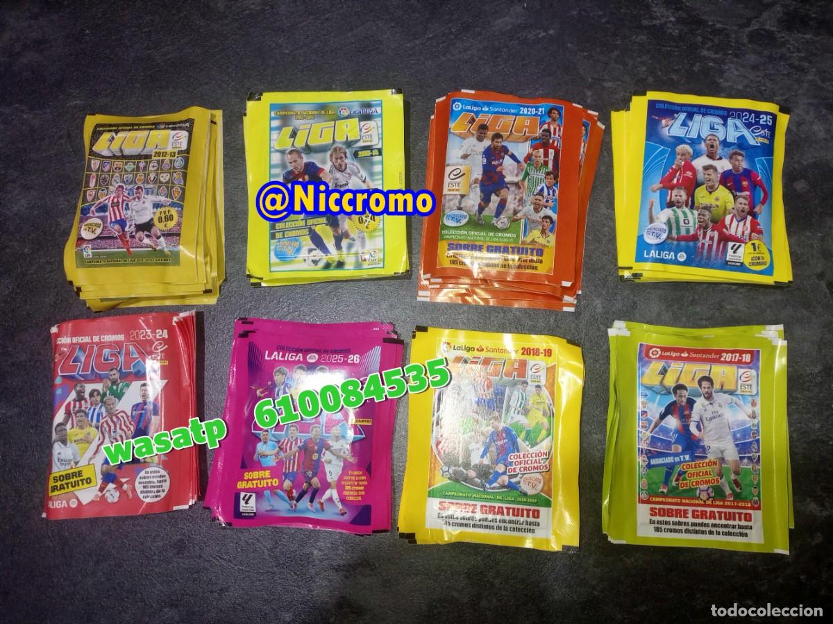 Football Stickers: 80 sobres ediciones este sin abrir hay 10 unidades de cada temporada niccromo