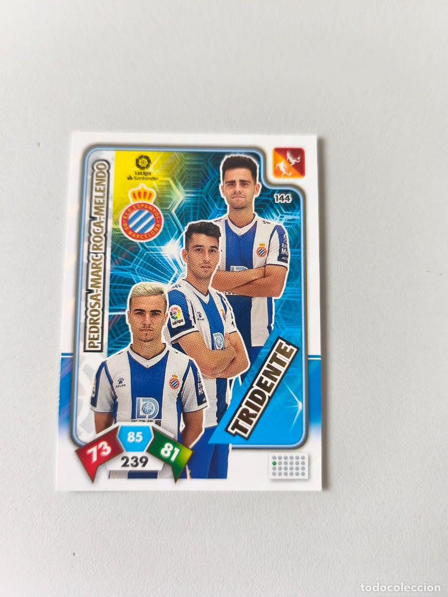 Cromos de f&uacute;tbol: ADRENALYN XL 2019 2020 19 20 ESPA&Ntilde;OL TRIDENTE 144 PEDROSA- MARC ROCA-MELENDO CJA1