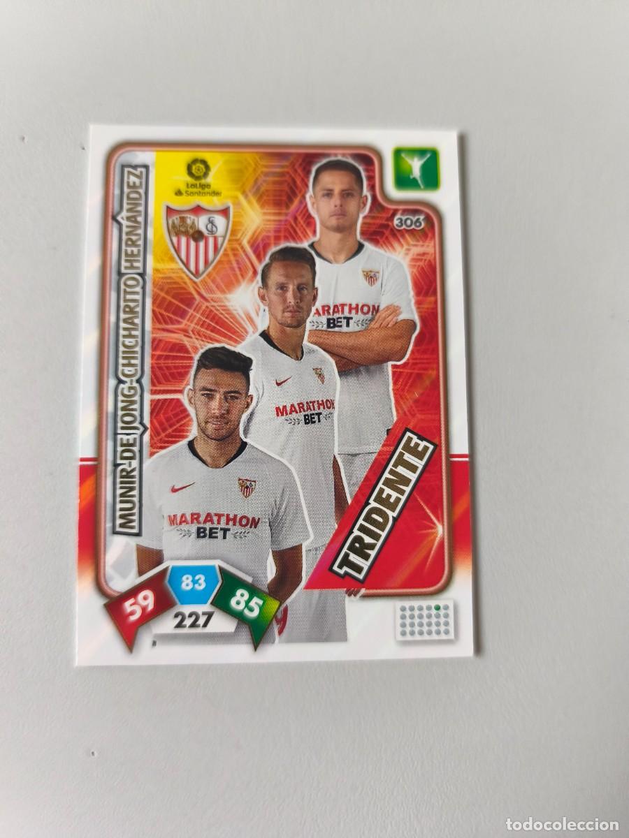 Cromos de f&uacute;tbol: ADRENALYN XL 2019 2020 19 20 SEVILLA TRIDENTE 306 MUNIR - DE JONG -CHICHARITO HERNANDEZ CJA1