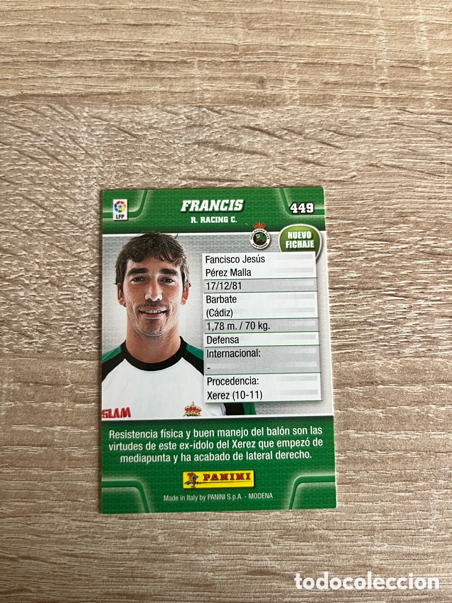 Fu&szlig;ball-Sticker: 449 FRANCIS NUEVO FICHAJE MEGACRACKS MGK 2010 2011 10 11 RACING DE SANTANDER