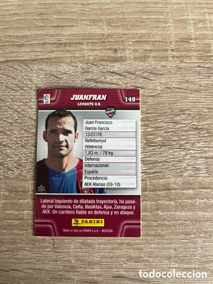 Cromos de f&uacute;tbol: 149 JUANFRAN MEGACRACKS MGK 2010 2011 10 11 LEVANTE