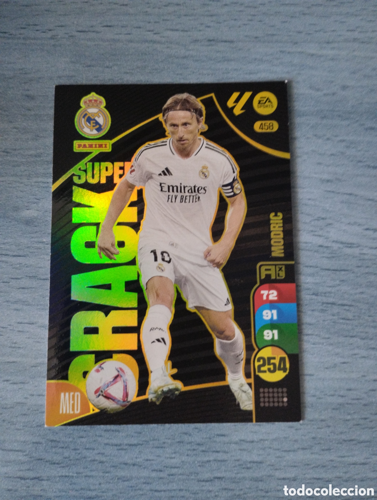 Cromos de f&uacute;tbol: Cromo card Adrenalyn 24 25 super crack 458 modric real madrid