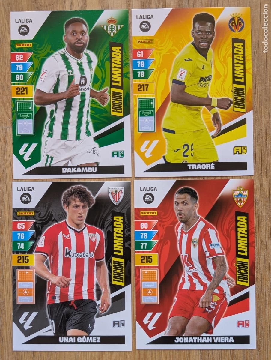 Cromos de f&uacute;tbol: PANINI ADRENALYN 23/24 2023/2024 - BAKAMBU / UNAI GOMEZ / TRAORE / JONATHAN VIERA (EDICION LIMITADA)
