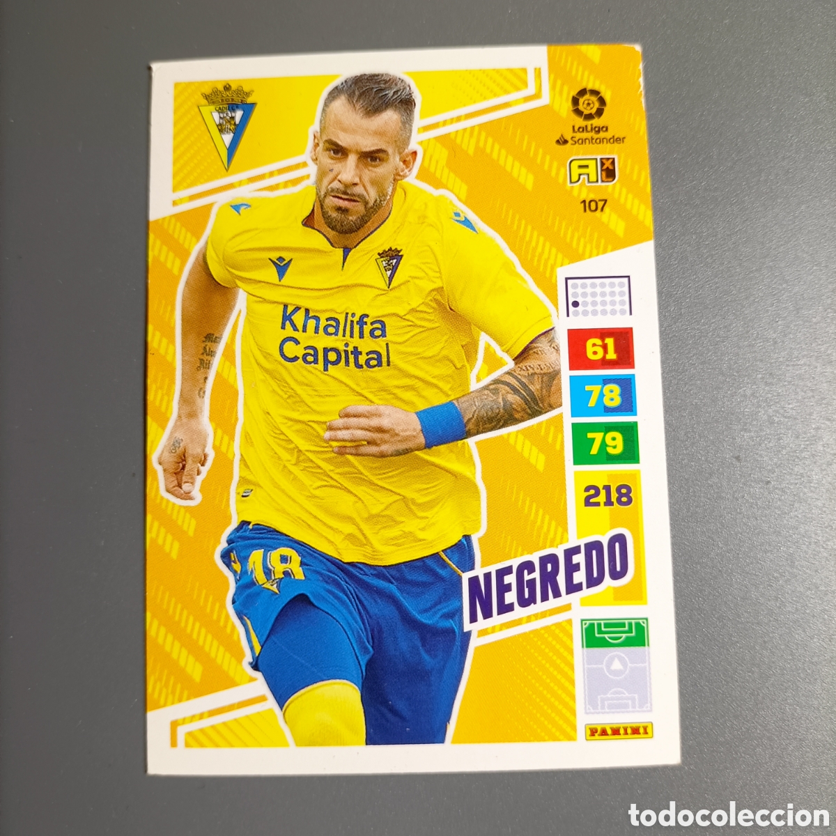 Cromos de f&uacute;tbol: ADRENALYN. LIGA 2022-2023 (C&Aacute;DIZ) №107 NEGREDO