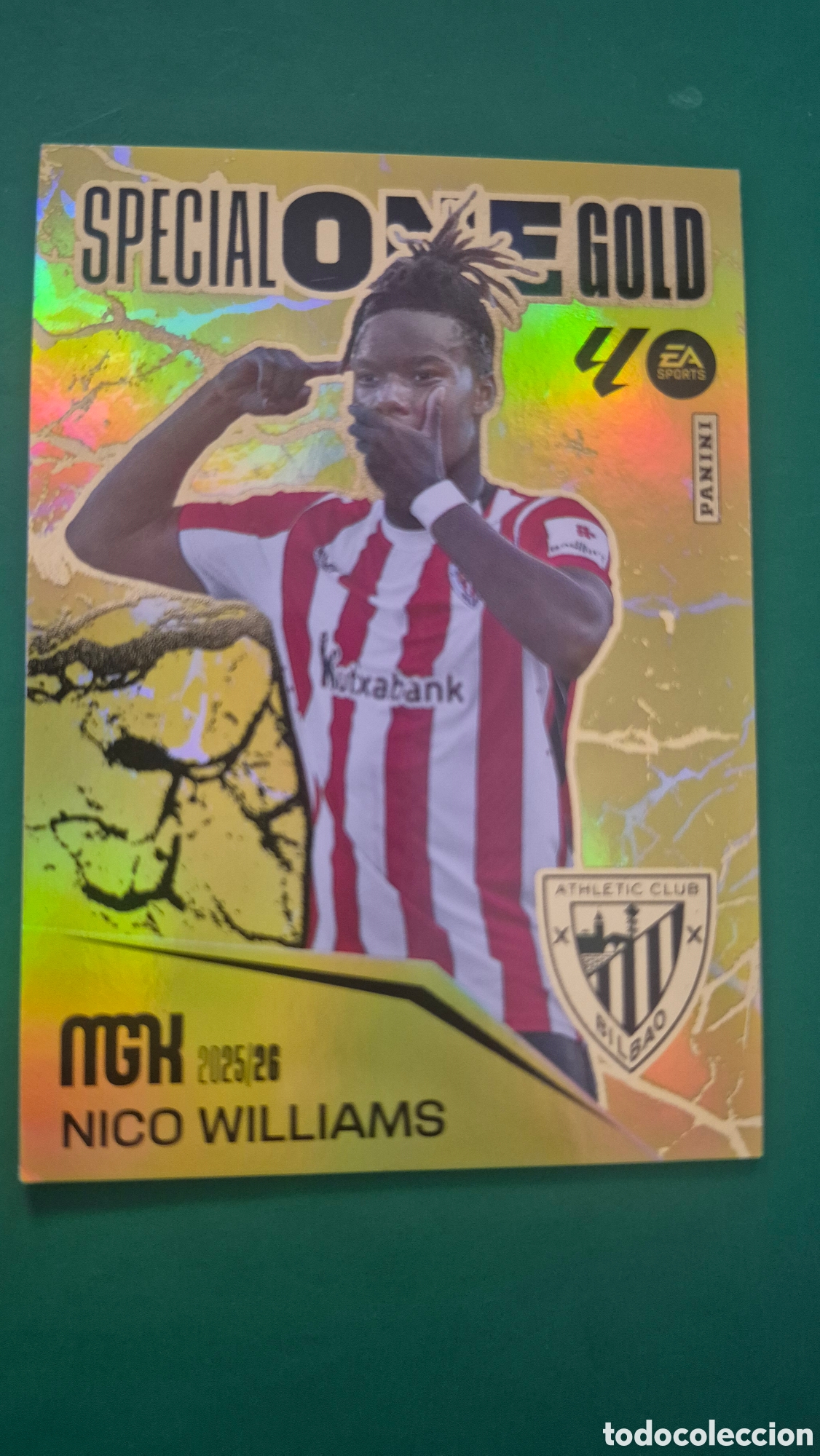 Cromos de f&uacute;tbol: NICO WILLIAMS BILBAO SPECIAL ONE GOLD MEGACRACKS LIGA 2025/2026 25 26 PANINI