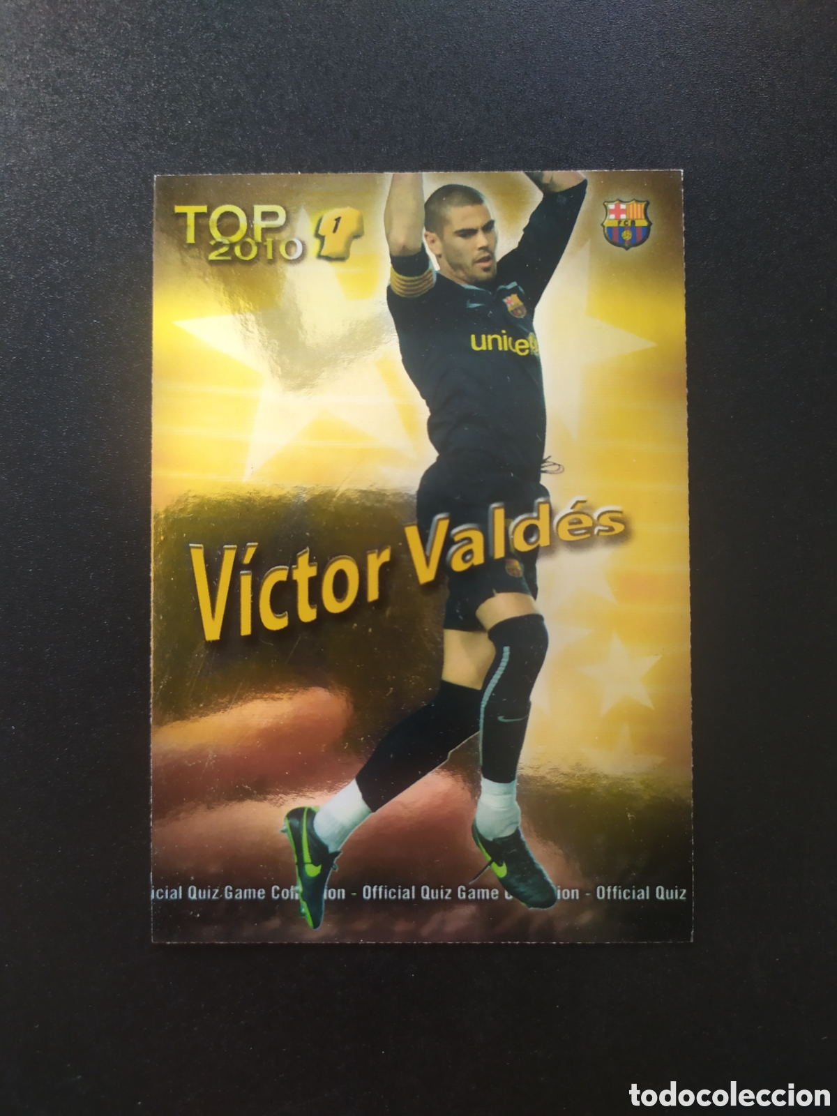 Fu&szlig;ball-Sticker: Mundicromo fichas Liga 2009 2010 09 10 Victor Vald&eacute;s top brillo dorado n&deg; 541 Barcelona