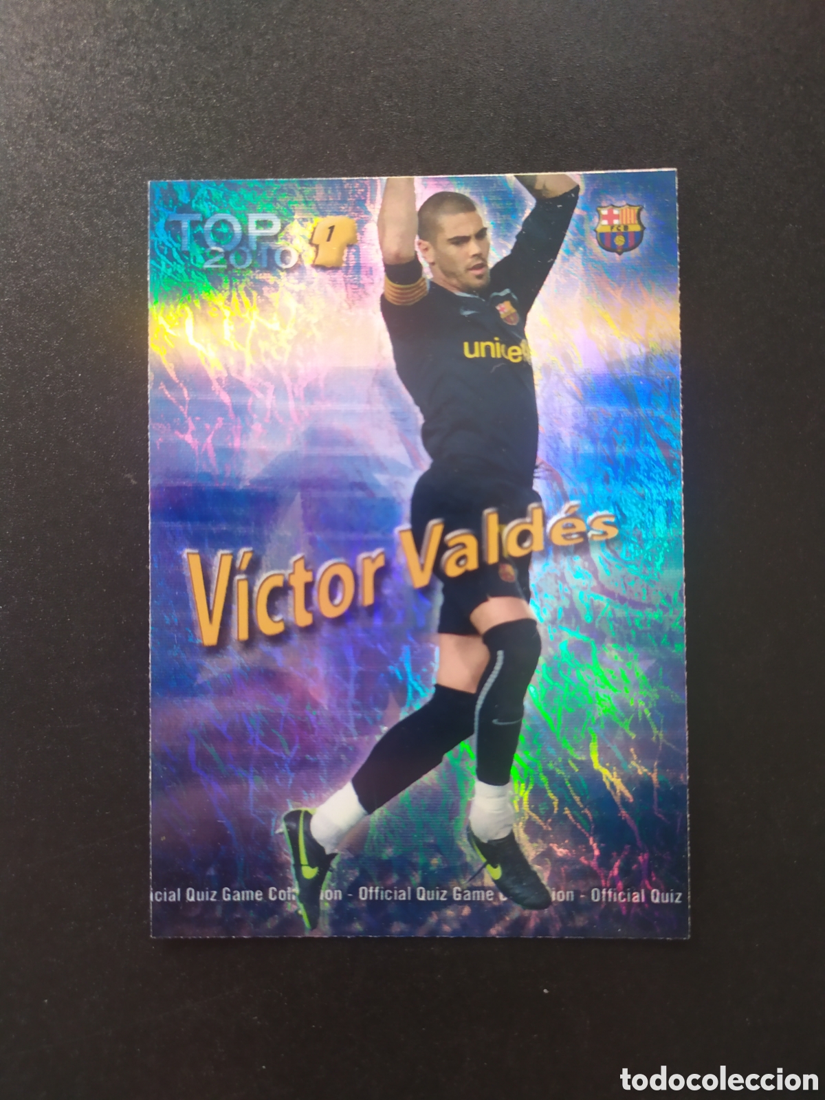 Fu&szlig;ball-Sticker: Mundicromo fichas Liga 2009 2010 09 10 Victor Vald&eacute;s top brillo azul jaspeado n&deg; 541 Barcelona