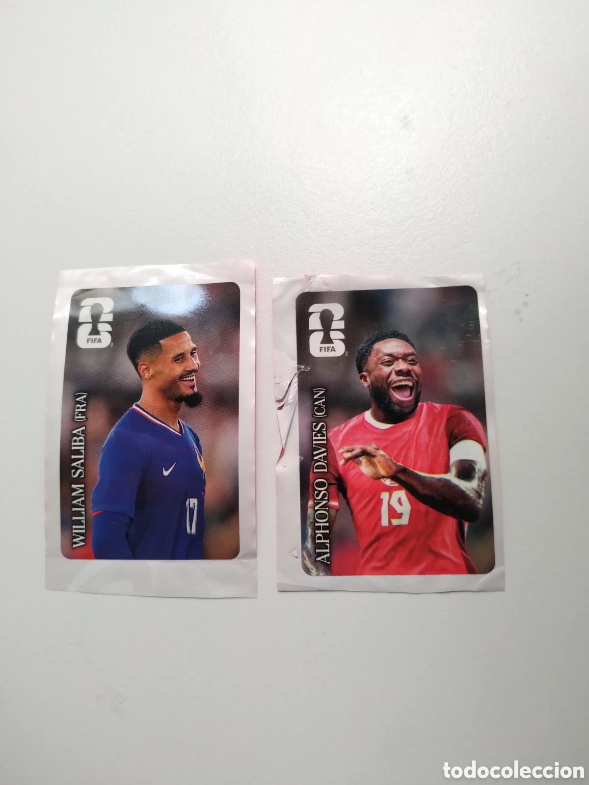 Cromos de f&uacute;tbol: ALPHONSO DAVIES y WILLIAM SALIBA COCACOLA COCA COLA, PANINI FIFA 2026 MUNDIAL WORLD CUP 26 STICKER