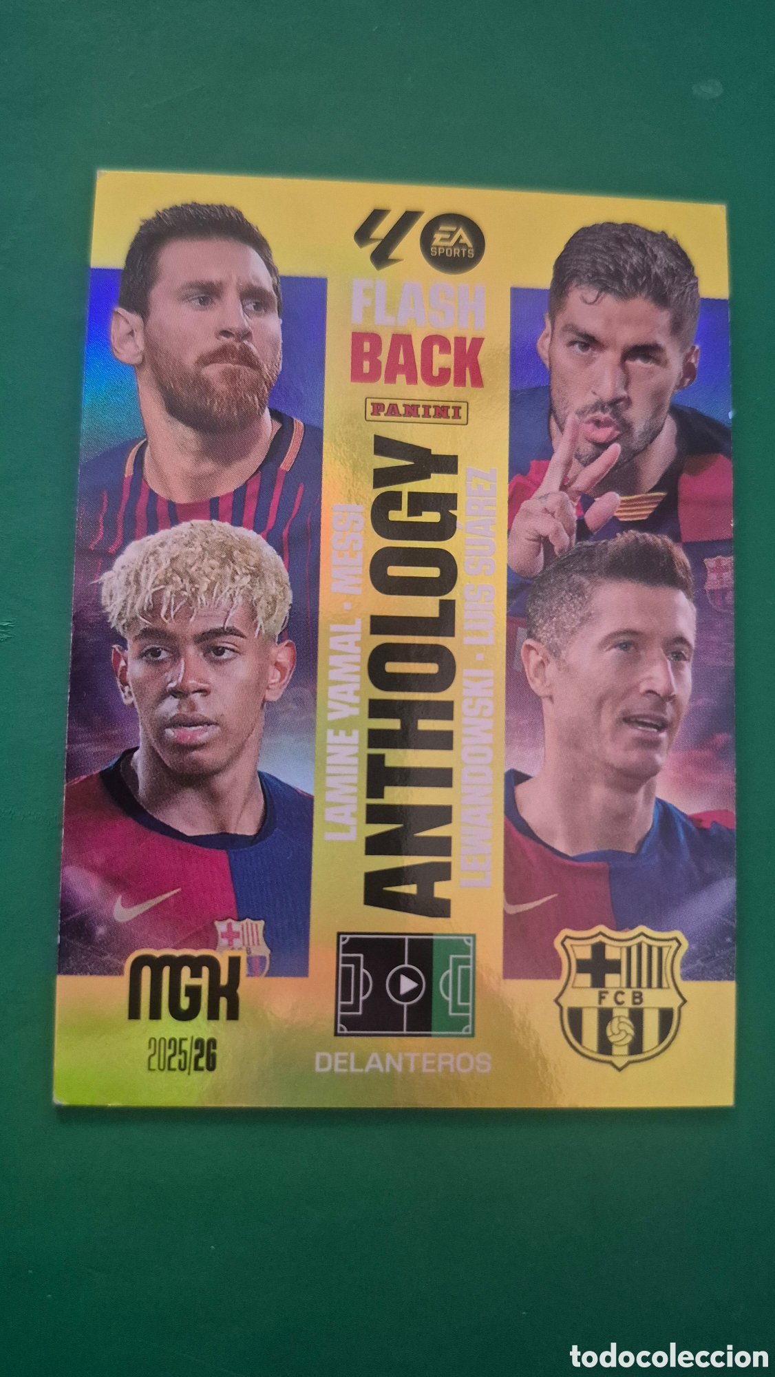 Cromos de f&uacute;tbol: CROMO MEGACRACKS MGK 2025 2026 25 26 PANINI N&ordm; 438 FLASH BACK ANTHOLOGY YAMAL MESSI SU&Aacute;REZ LEWAN