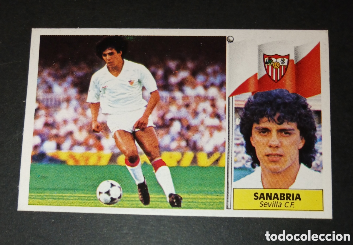 Fu&szlig;ball-Sticker: Cromo Sanabria (Sevilla CF) - BAJA - Ediciones Este - Liga 1986/1987 (86/87) - Sin Pegar