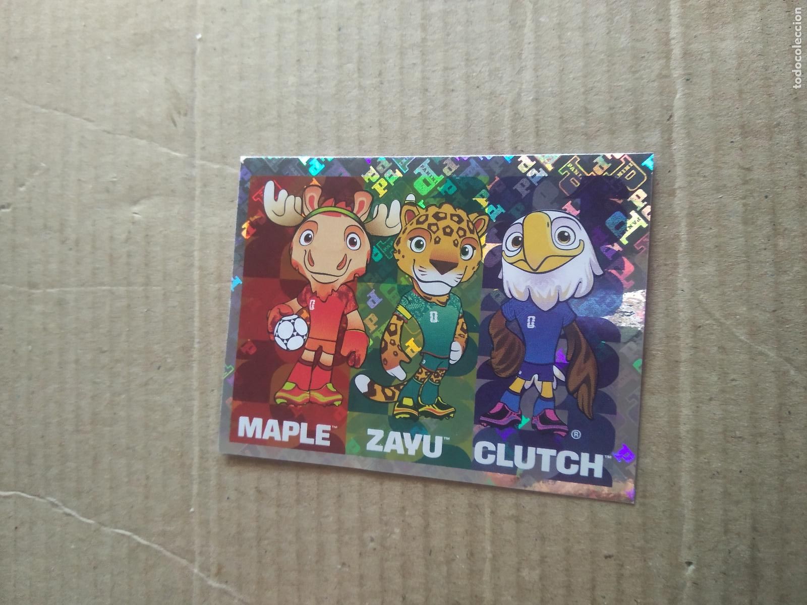 Cartes &agrave; collectionner de Football: FWC 3 MASCOTAS MAPLE ZAYU CLUTCH CROMO FUTBOL PANINI MUNDIAL 2026 WORLD CUP COPA DEL MUNDO
