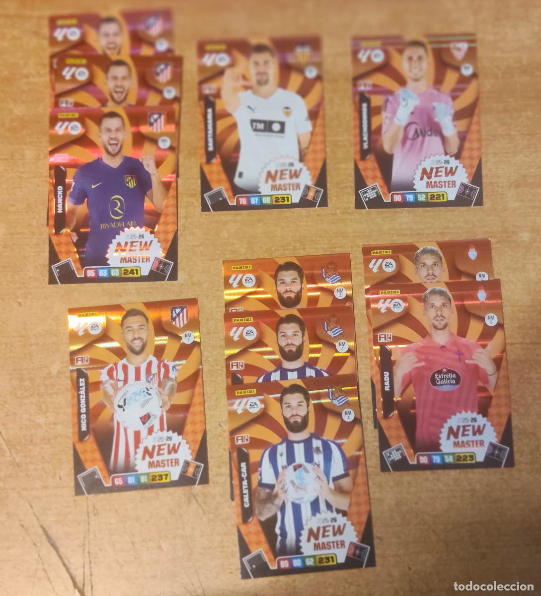 Cromos de f&uacute;tbol: ADRENALYN XL 2025-26 LALIGA 25-2026 - NEW MASTER + BIS - 6 distintos - 11 cromos
