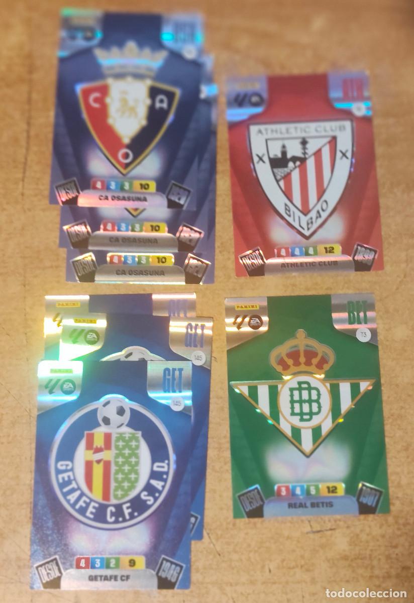 Cromos de f&uacute;tbol: 4 escudos club de futbol Panini Adrenalyn XL F&uacute;tbol - 8 cartas cromos - buen estado