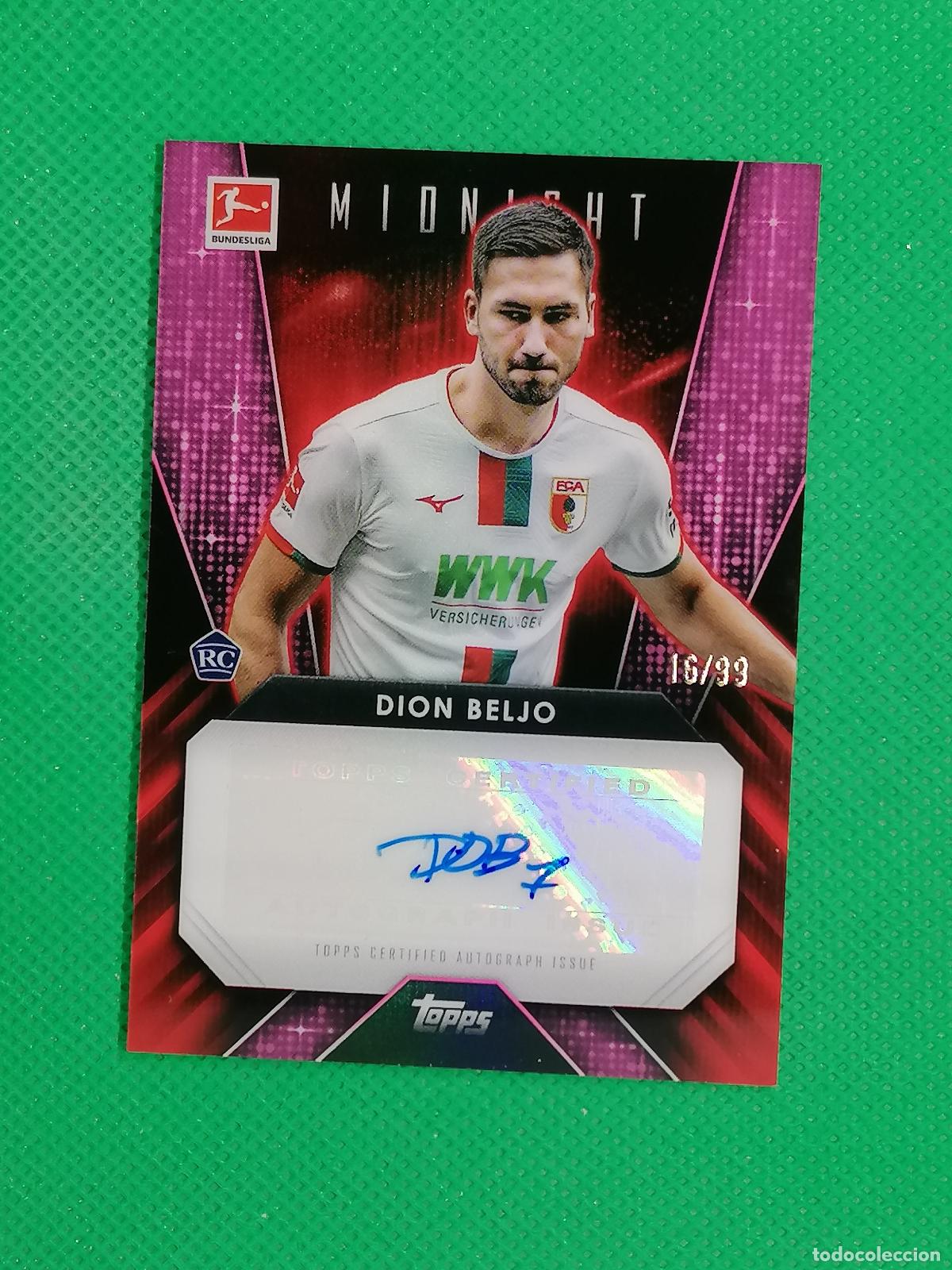 Cromos de f&uacute;tbol: DION BELJO AUGSBURG ROOKIE /99 AUTOGRAFO AUTO FIRMA MIDNIGHT ⚽ TOPPS BUNDESLIGA 24 25 2024 2025 ⚽
