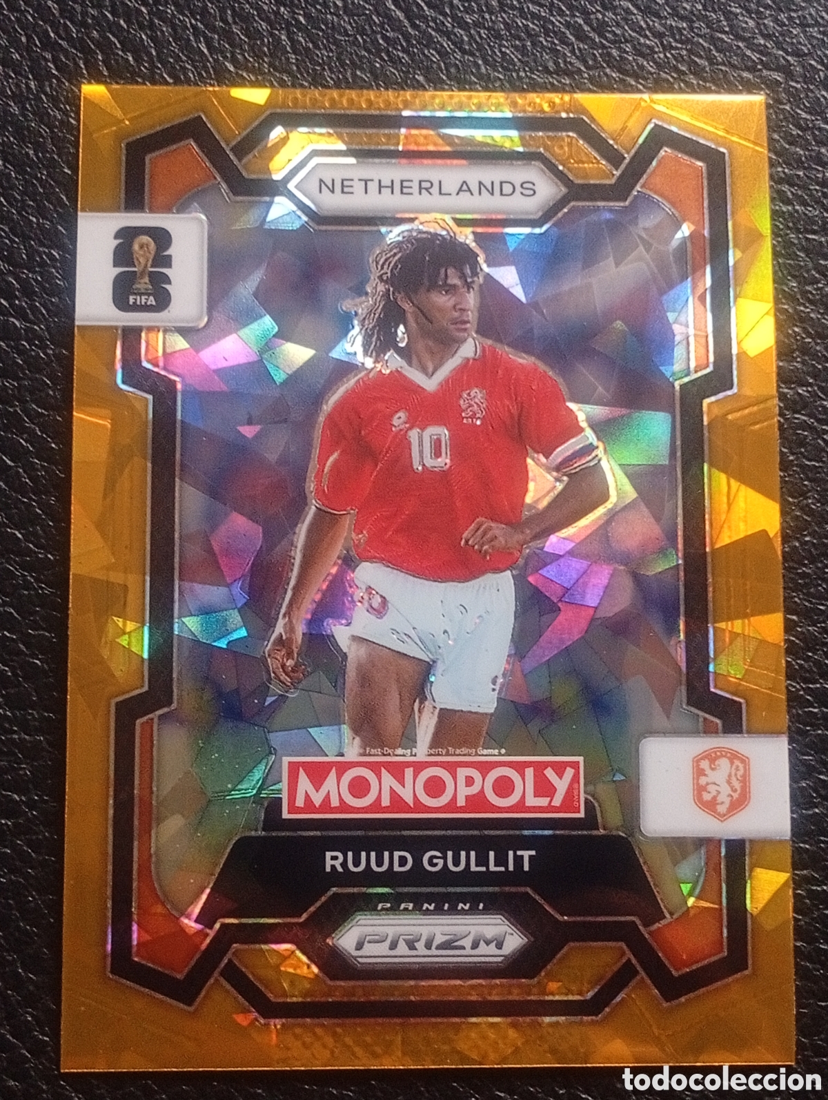 Figurine di Calcio: 75 prizm paralela cracked Ruud Gullit HOLANDA MONOPOLY FIFA 2026 WORLD CUP MUNDIAL ADRENALYN
